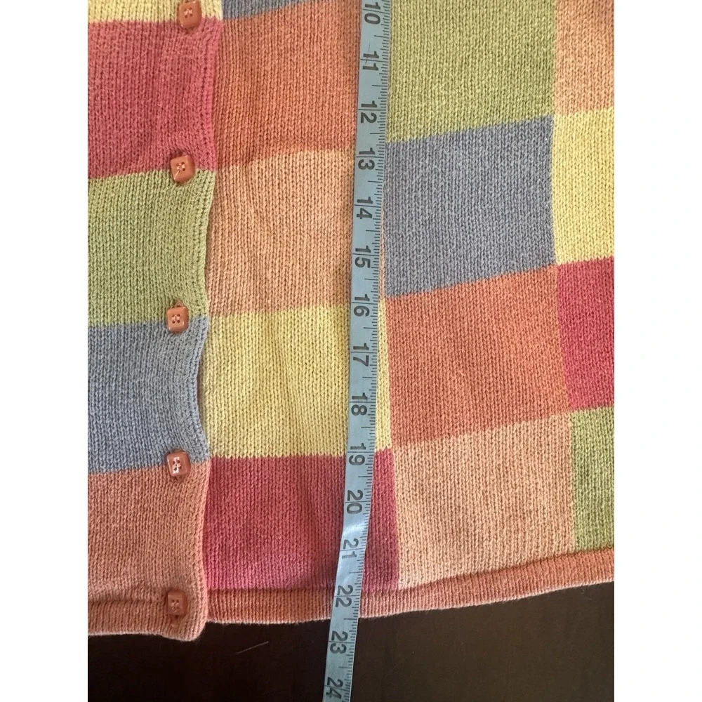 VTG Cardigan Sweater Colorblock Boho Pastel Patchwork Granny Med Large